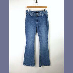NEW ASOS Womens Size 26 Flare Jeans with Belt in Mid Wash Blue